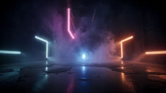 Cyberpunk neon infrastructure, three converging light sources PostgreSQL hosting for early-stage SaaS — cyberpunk neon infrastructure, three converging light sources